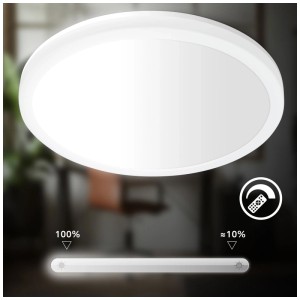 Plafonnier LED Briloner Kada blanc, rond, dimmable avec télécommande.