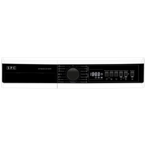 Pannello di controllo dell'asciugatrice SPC WT8A3CCH-WIFI bianca con programmi e display digitale.