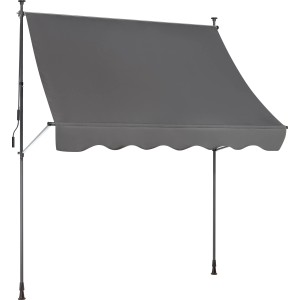 Tenda da sole a braccio Renville antracite 2x1,5m con illuminazione LED per balcone e terrazza.