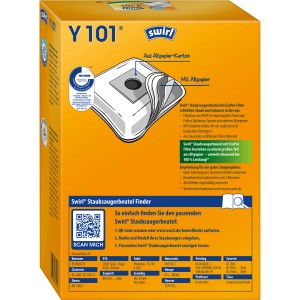 Swirl Y 101 EcoPor sacchetti per aspirapolvere, 4 pz, per accessori aspirapolvere.