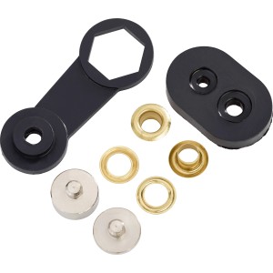 Set di occhielli per tiranti, 11,5 mm, ottone giallo, incl. attrezzo per utensili domestici.