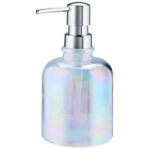 Dispenser sapone Kleine Wolke Opalis, vetro effetto madreperla e dosatore argento.
