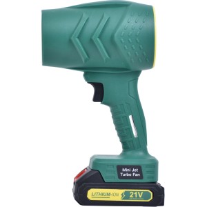 Souffleur sans fil vert Aero Beamer Mini Jet Turbo Fan avec batterie 21V.