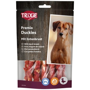Trixie Premio Duckies snack per cani con petto d'anatra, confezione da 100g.