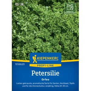 Kiepenkerl Petersilie Orfeo Saatgut: Packung mit gekrauster Petersilie für Beet, Topf und Hochbeet.