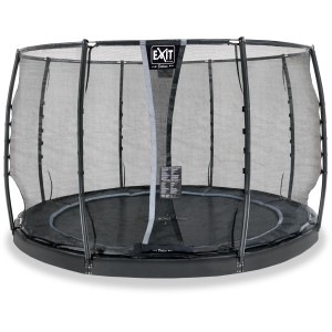 Trampolino interrato rotondo EXIT Dynamic nero Ø 305 cm con rete di sicurezza.