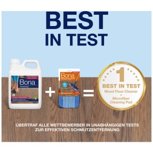 Bona Detergente per parquet ricarica 2.5l con accessori per pulizia senza aloni.