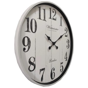 Orologio da parete vintage, bianco, Ø 50,6 cm. Orologio classico con numeri arabi per soggiorno o ufficio.
