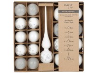 Baumschmuck-Set Kugeln und Spitze Glas Weiss 19-tlg.