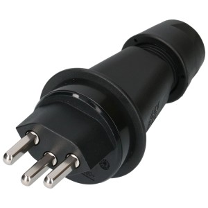 Fiche Max Hauri type 23 noire, 3 pôles, en plastique, protection IP55.