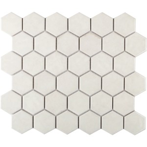 Mosaïque Castello Hexagon, céramique, blanc, 32x28 cm. Carreaux de mosaïque hexagonaux pour murs.