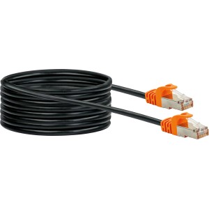 Cavo di rete Schwaiger CAT7, 10m, arancio/nero, per trasferimento dati veloce nella rete.