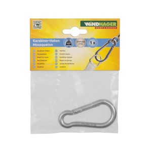 Moschettone Windhager in acciaio inox, ideale per tende da sole.