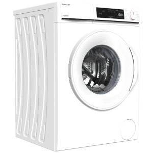 Weisse Sharp Waschmaschine ES-NFA014WWNA-CH mit 10 kg Fassungsvermögen. Frontlader mit Display.