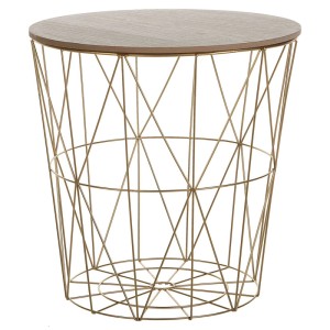 Tavolino Beliani Lanark dorato con piano in MDF, Ø 40 cm.
