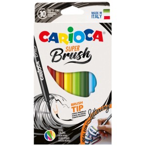Carioca SuperBrush Fasermaler, 10 Stifte im Set, ideal für Handlettering.