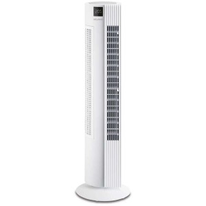 Ventilateur tour Cygnus blanc, 65 W, avec affichage numérique et design fin pour une distribution optimale de l'air.
