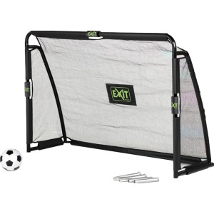 Porta da calcio in acciaio EXIT Maestro nera (180x120cm) con rete, palla e ancoraggi a terra.