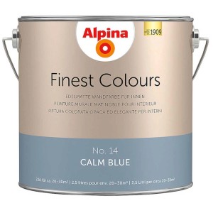 Peinture murale Alpina Finest Colours Calm Blue, pot de 2,5 l.
