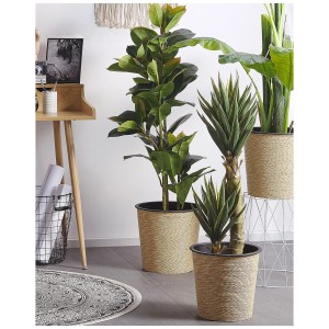 Pianta artificiale Ficus Elastica (134 cm) in vaso, replica dettagliata per un tocco tropicale in casa.