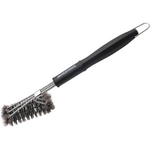 Brosse pour barbecue Jamestown, 48 cm, avec trois têtes de brosse et manche noir. Ustensile de nettoyage.