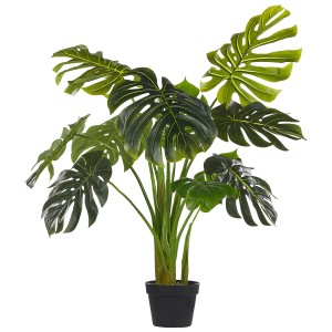 Pianta artificiale Monstera in vaso, alta 113 cm. Pianta decorativa da interno con tipiche foglie divise.