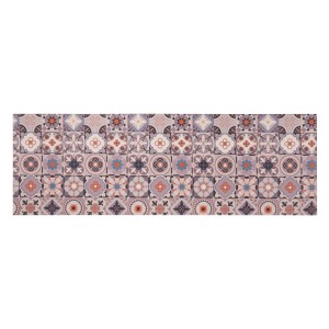 Tapis de couloir Marrakech bleu-gris, 50x150 cm, avec motif de carreaux orientaux.
