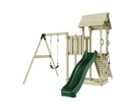 PolarPlay Spielturm Bergen Schaukel Kletterturm Rutsche Dunkelgrün