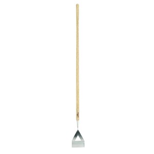 Sarcloir à betteraves en acier inoxydable avec manche en bois pour le jardinage.