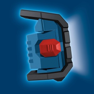 Lampe sans fil Bosch Professional GLI 18V-1200 C, lampe de chantier bleue avec bouton rouge.