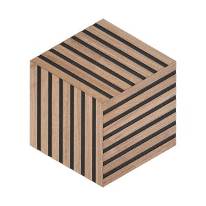 3er Set Designpaneele Raute Walnuss MDF Schwarz, 26,5x46cm, für Wand- und Deckengestaltung.