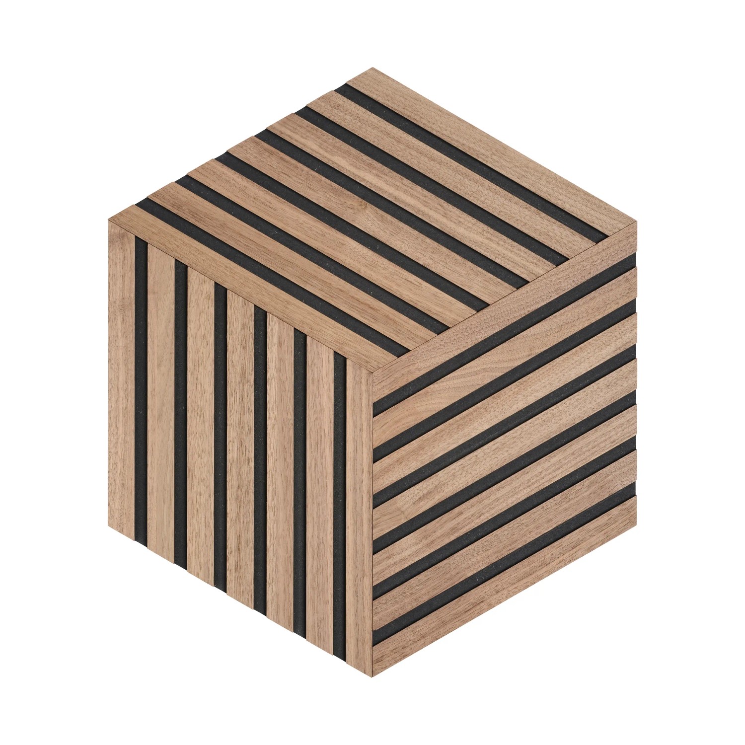 Denpanels Panneaux design Losange noyer Slat MDF Noir 3 pcs