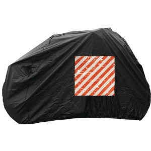 Copertura bici Cartrend per montaggio posteriore, nera, con tasca per cartello di avvertimento. Protezione da sporco e agenti atmosferici.