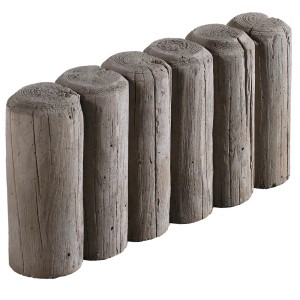 Rundpalisaden-Randblock "Antik" in Holzoptik, ideal zur Beetbegrenzung.
