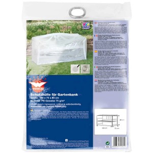 Copertura trasparente in tessuto PE per panca da giardino, ca. 160x75x80 cm, impermeabile e resistente ai raggi UV.