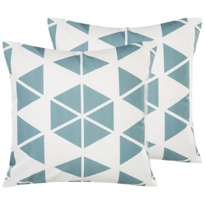 Beliani Cuscini giardino Rigosa in poliestere bianco e blu 45 x 45 cm / set 2