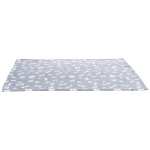 Couverture pour chien bleue Trixie (100x75 cm) avec motif os et empreintes de pattes.