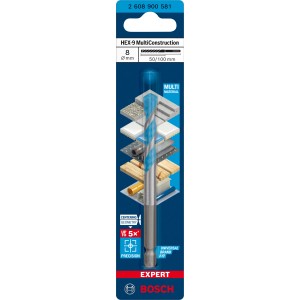 Foret universel Bosch Expert Multi Construction, 8 mm, pour divers matériaux.