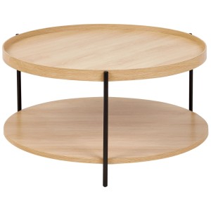 Tavolino da caffè Lander marrone chiaro con ripiano, Ø 78 cm, in MDF e metallo.