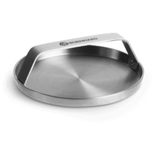 Pressa per hamburger Burnhard in acciaio inox, Ø 14 cm, per grigliate.