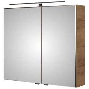 Armoire de toilette Pelipal Quantum 07, Chêne Riviera, 80cm de large, avec éclairage LED.