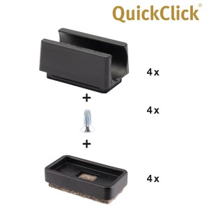 Set de patins Wagner QuickClick String, 4 pièces, marron, pour tubes Ø 14 mm. Patins pour meubles pour une protection optimale des surfaces.