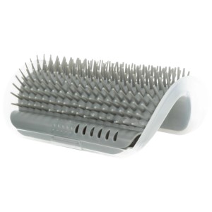 Brosse de massage d'angle grise Trixie pour chats, pour le toilettage et le massage dans les coins de la pièce.