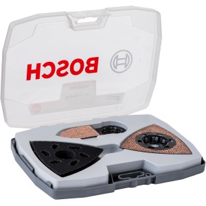 Set de ponçage Bosch, 6 pièces pour outils multifonctions, dans un coffret en plastique.