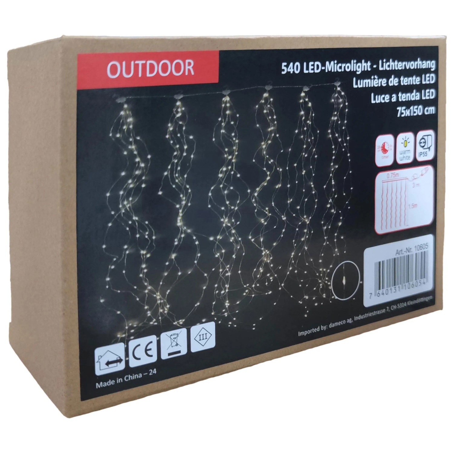 Tenda luminosa LED Microlight luce bianco caldo Trasparente 75 x 150 cm ...