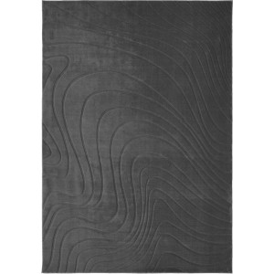 Tappeto a pelo lungo Andiamo Dale antracite con design moderno e linee curve in poliestere.