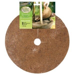 Disco pacciamante rotondo in cocco Videx Garden, Ø 25 cm, protegge le piante dalla disidratazione e dal gelo.