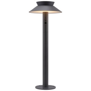 Nordlux Justina Solar-Pollerleuchte, anthrazitfarbener Edelstahl, 60 cm hoch, mit Bewegungsmelder.