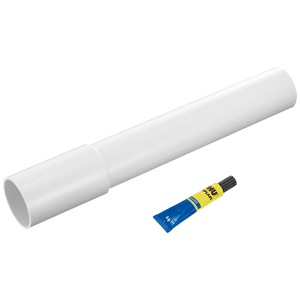 Tuyau de raccordement blanc (300 mm) pour réservoir WC avec colle.