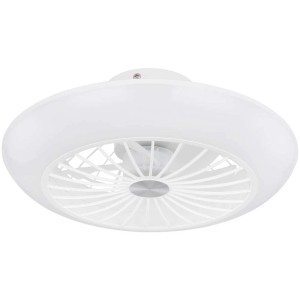 Ventilateur de plafond LED Gobo blanc (Ø 30cm) avec lampe intégrée. Idéal pour les petits espaces.